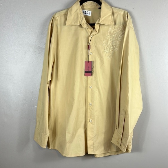 bergali Other - Bergali nwt tall X-Large 24”p2p 33”length  gold  with embroidery button down